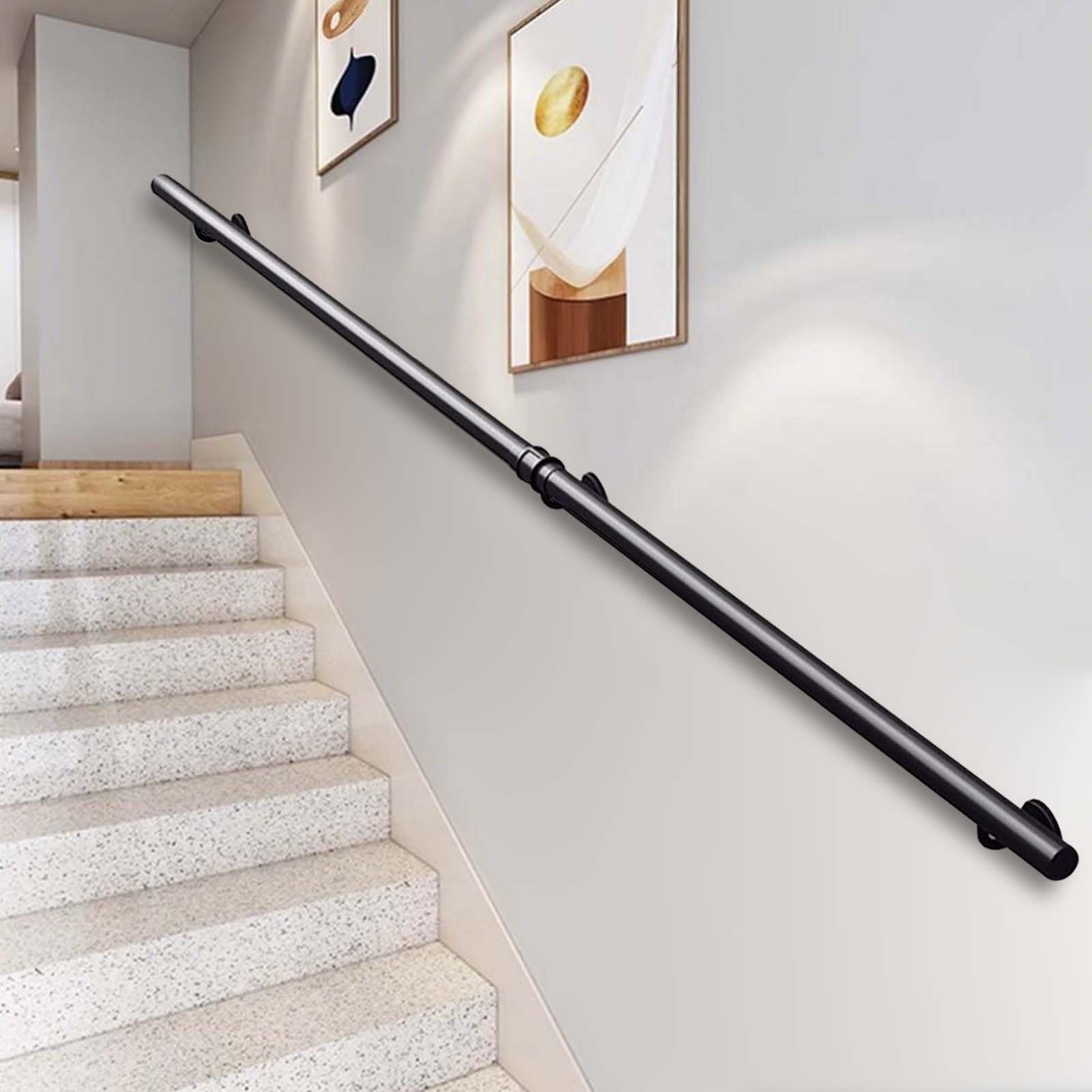 Fkxsxaz Metal Handrails, 1-20Ft Wall Mounted Staircase Banister Hand Railing For Home Garden Corridor Lofts Kindergarten Guardrail Decking Railings, Indoor Outdoor Non-Slip Grab Bar(3Ft/90