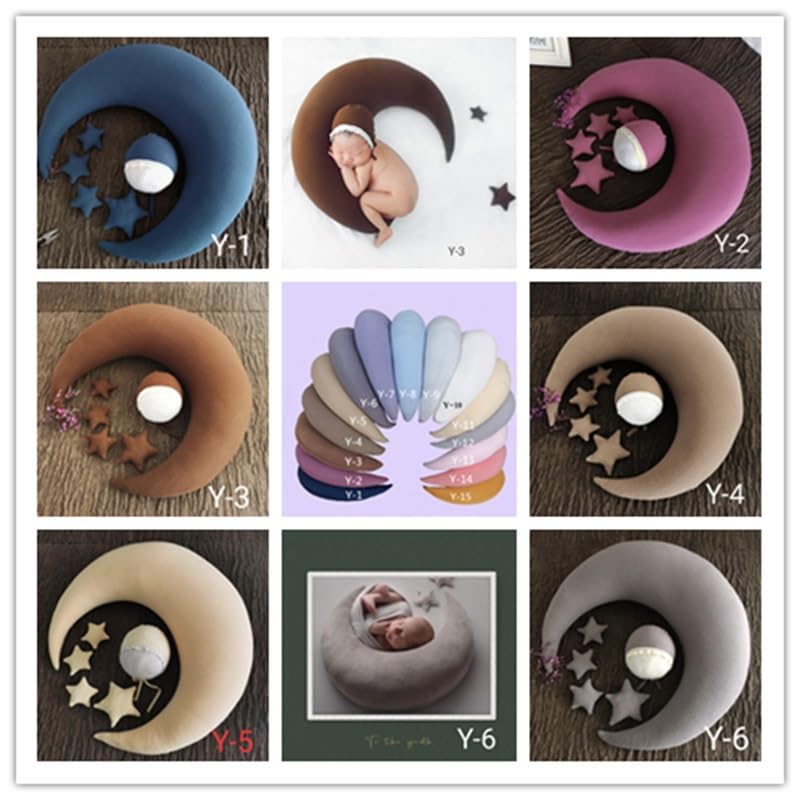 Ykybhx 6PCS Newborn Photo Posing Props Stars Moon Baby Hat Set Newborn Photography Prop Baby Photoshoot Props Photo Background Photostudio Backdrop Infant Baby Boy Girl Photography Props H