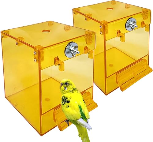 Miniatura 1 de kathson 2 cajas de baño de loros colgantes para pájaros, bañera de acrílico sin fugas, caja de ducha con cuenco accesorio para pájaros pequeños,