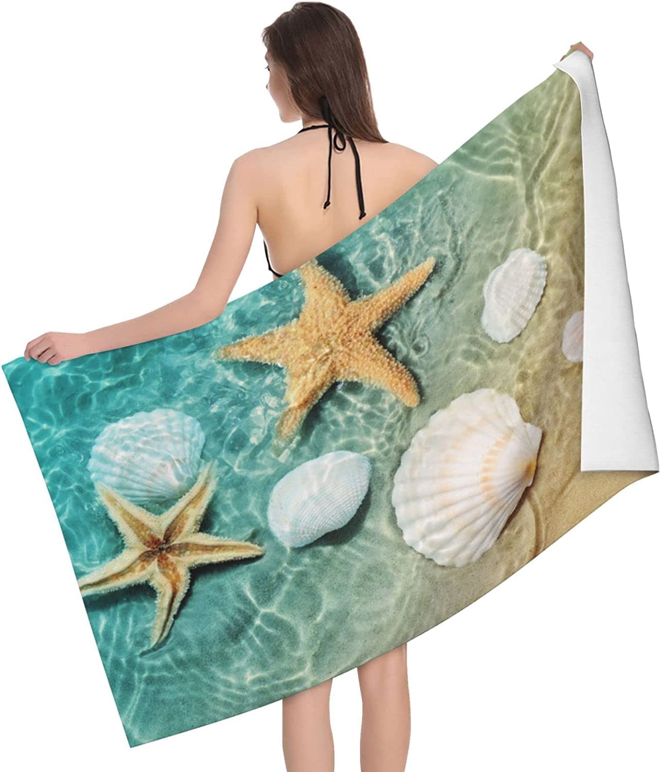 LSRCPD Beach Starfish Beach Towel Highly Absorbent Microfiber Beach Blanket Soft Bath Towels 80X130 CM