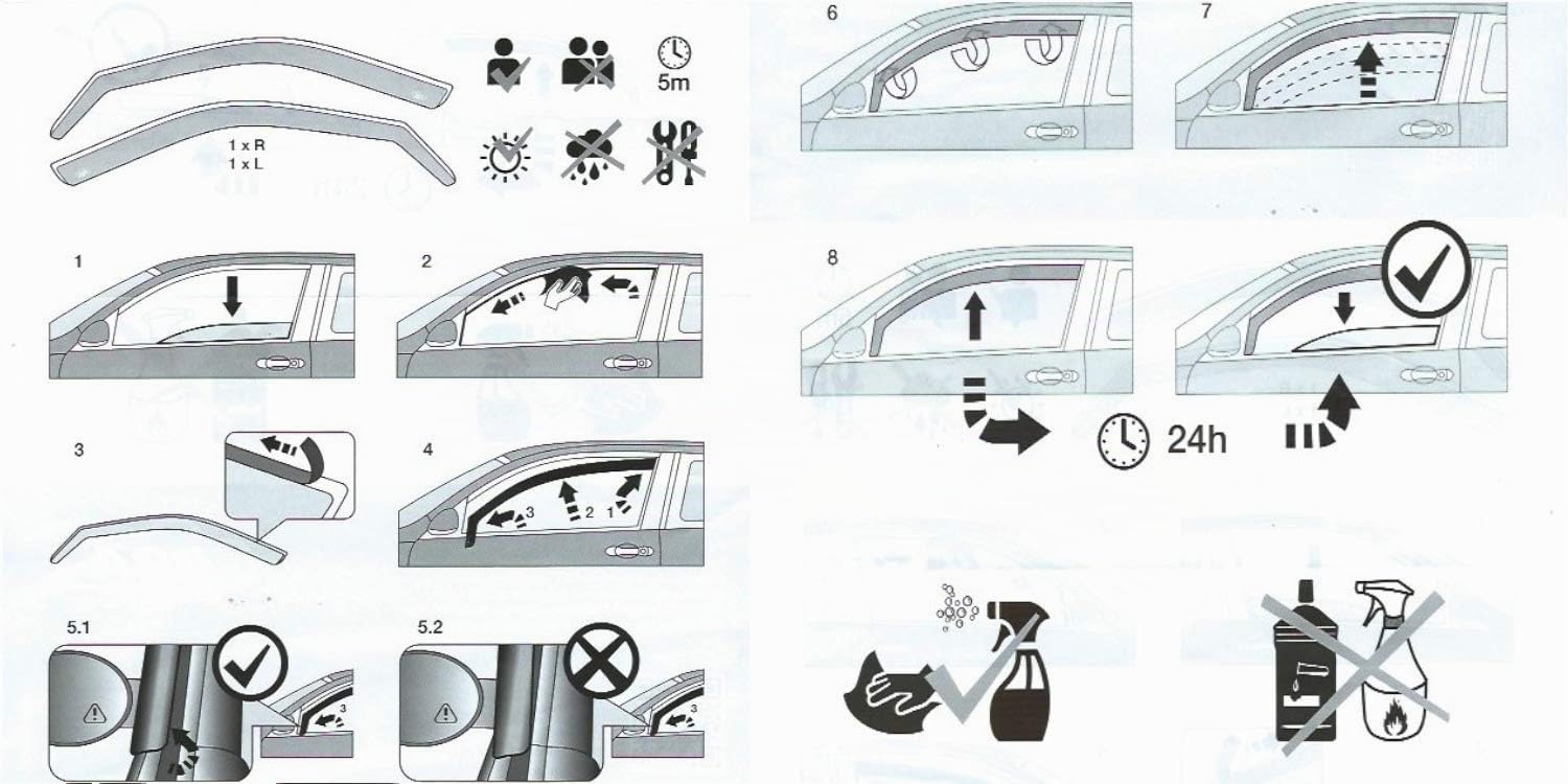 Lot de 2 déflecteurs d'air pour Fiat Doblo Work Up Pratico Opel Combo à partir de 2010 Aménagement Intérieur