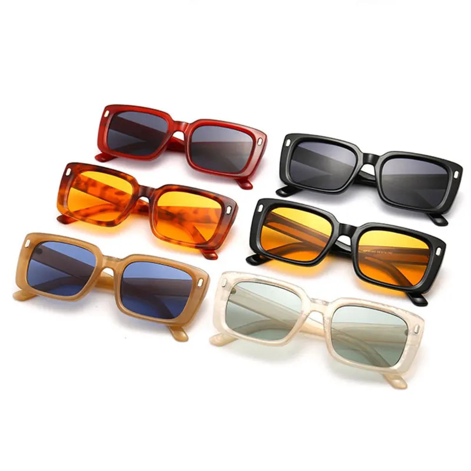 Sonnenbrille Herren Damen Unisex Sonnenbrille Männer Frauen Vintage Rechteck