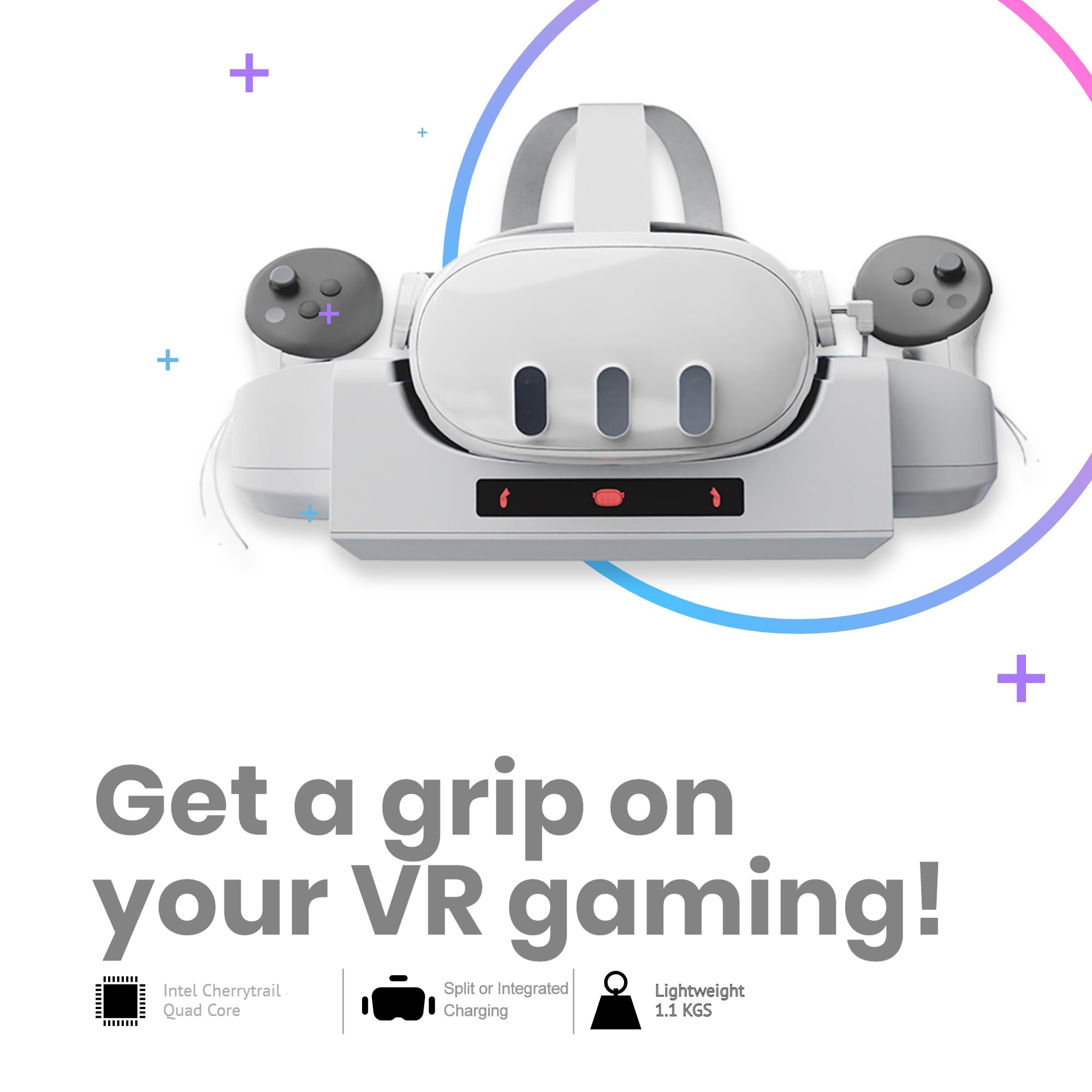 NUHFUFA Stazione base di ricarica compatibile con Quest 3, dock di ricarica a parete per cuffie e controller Quest 3, supporto di ricarica con Type-C Accessori VR
