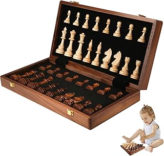 tabuleiro xadrez | tabuleiro xadrez madeira com peças xadrez artesanais e slots armazenamento,Tabuleiro xadrez artesanal para adultos e crianças Weeyutix