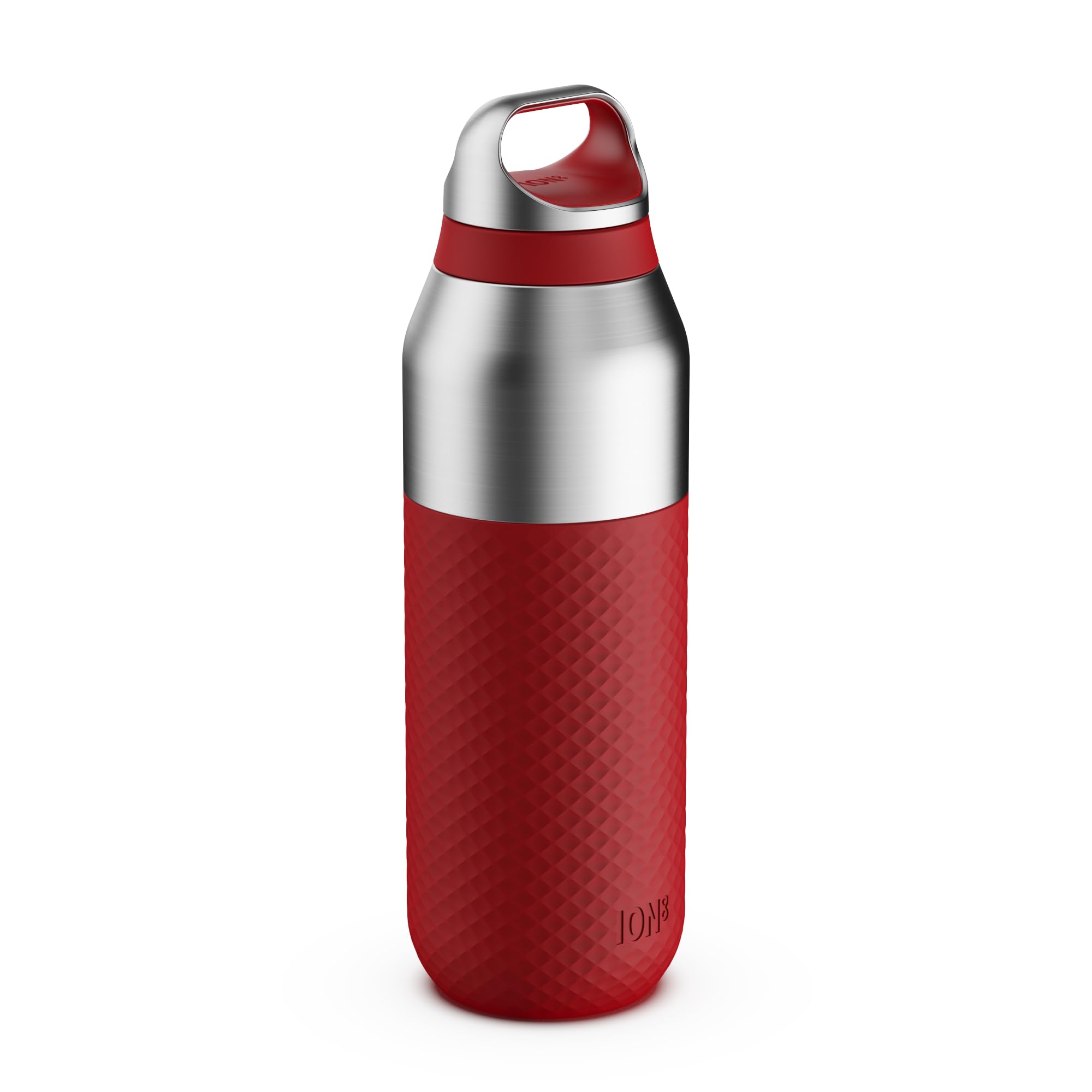 ION8 Primo ROAM Insulated Water Bottle 655 ml (22 oz)– Leakproof Stainless Steel, Vacuum Insulated for Hot & Cold Drinks, Twist Lid, Dishwasher Safe, Red