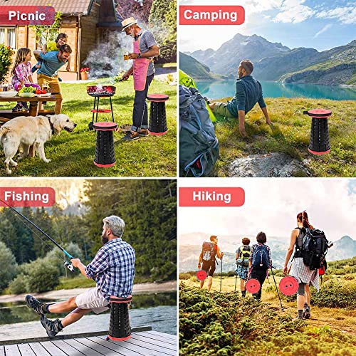 Image of VOLIXOD Foldable Telescoping Stool Portable, Retractable Stool for Adults, Upgraded Collapsible Folding Seats with Load Capacity 550lbs, Camping Stools for Adults