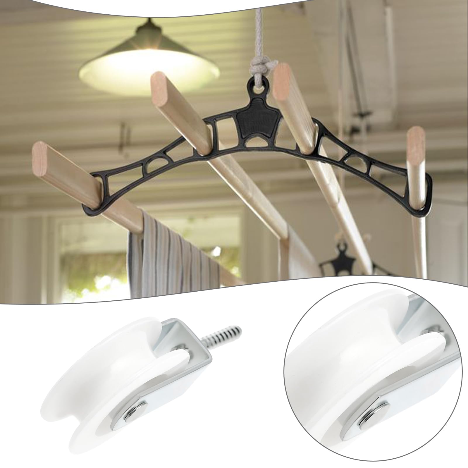 Create idea Lot de 8 Poulies de 50 Mm en Nylon pour Corde à Linge pour Patios Intérieurs Balcons Murs de Toit Installations 38X6 Mm