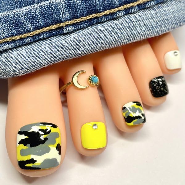 Amazon | ［つけ爪専門店NAILTIPS］迷彩フットネイル/ネオンイエロー 