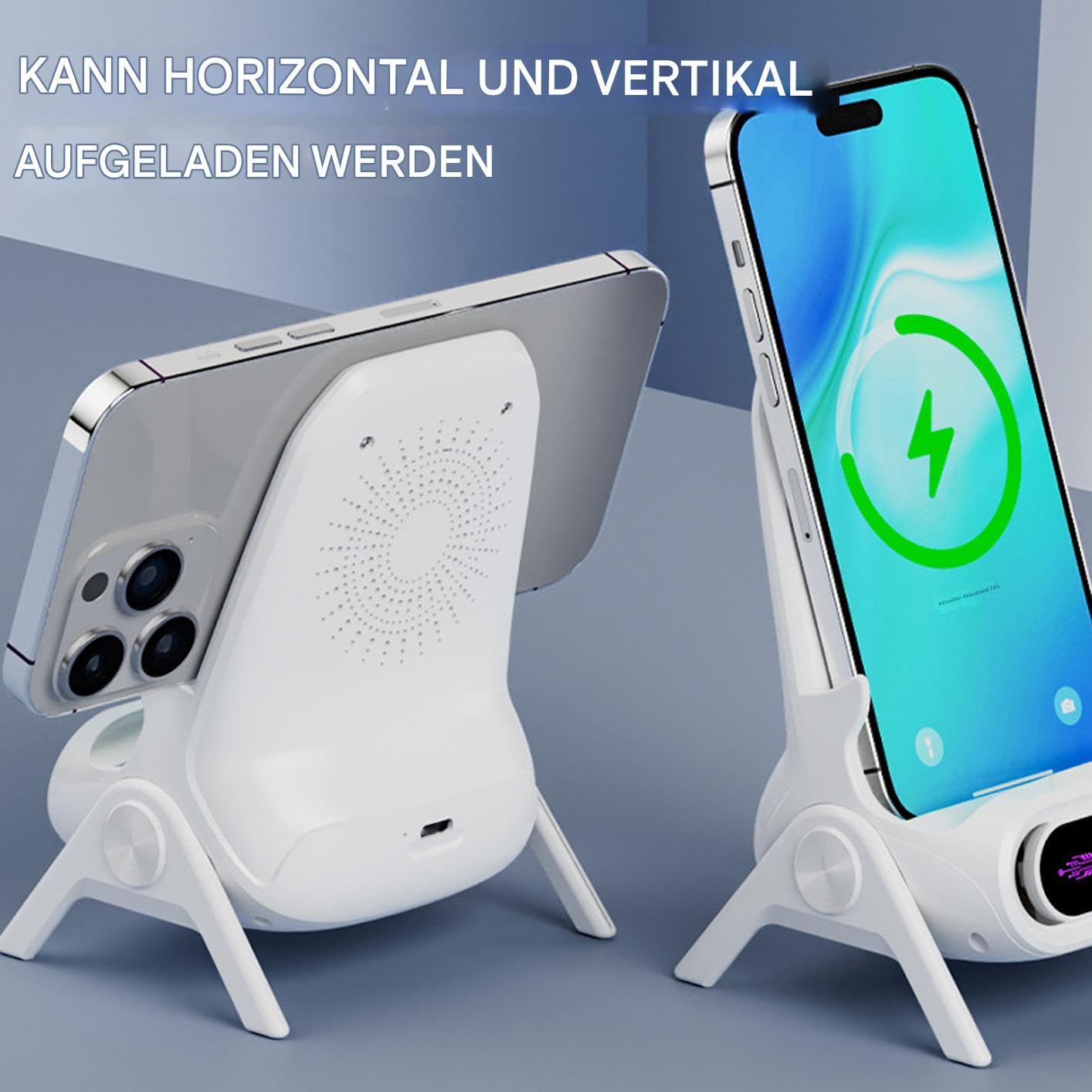 Cargador inalámbrico | Soporte para teléfono móvil para mesa, cargador rápido de 15 W para tabletas con soporte magnético, soporte en diseño de sillón para escritorio y tocador