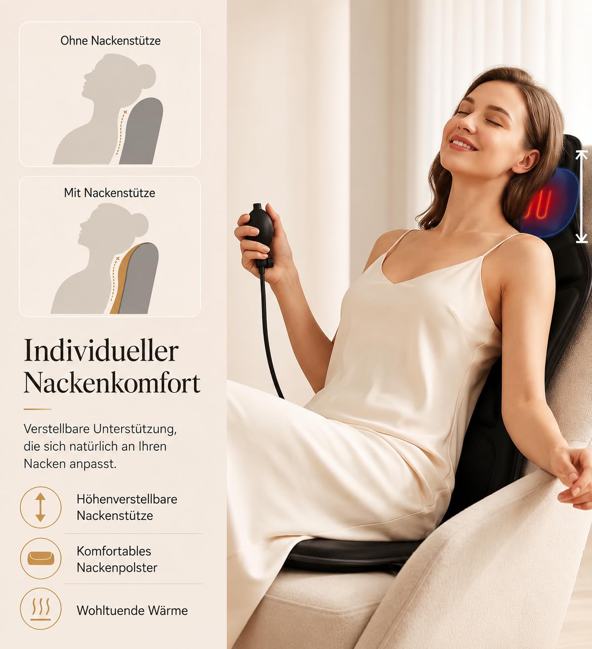 Massagesitzauflage mit Wärme und Kühlen,6 Vibrationsmotoren Massageauflage mit Vibration für Rücken und Nacken,Sitzkissen zur Entspannung,Rückenmassagegerät Hause Büro,Geschenke für Männer/Frauen/Mama