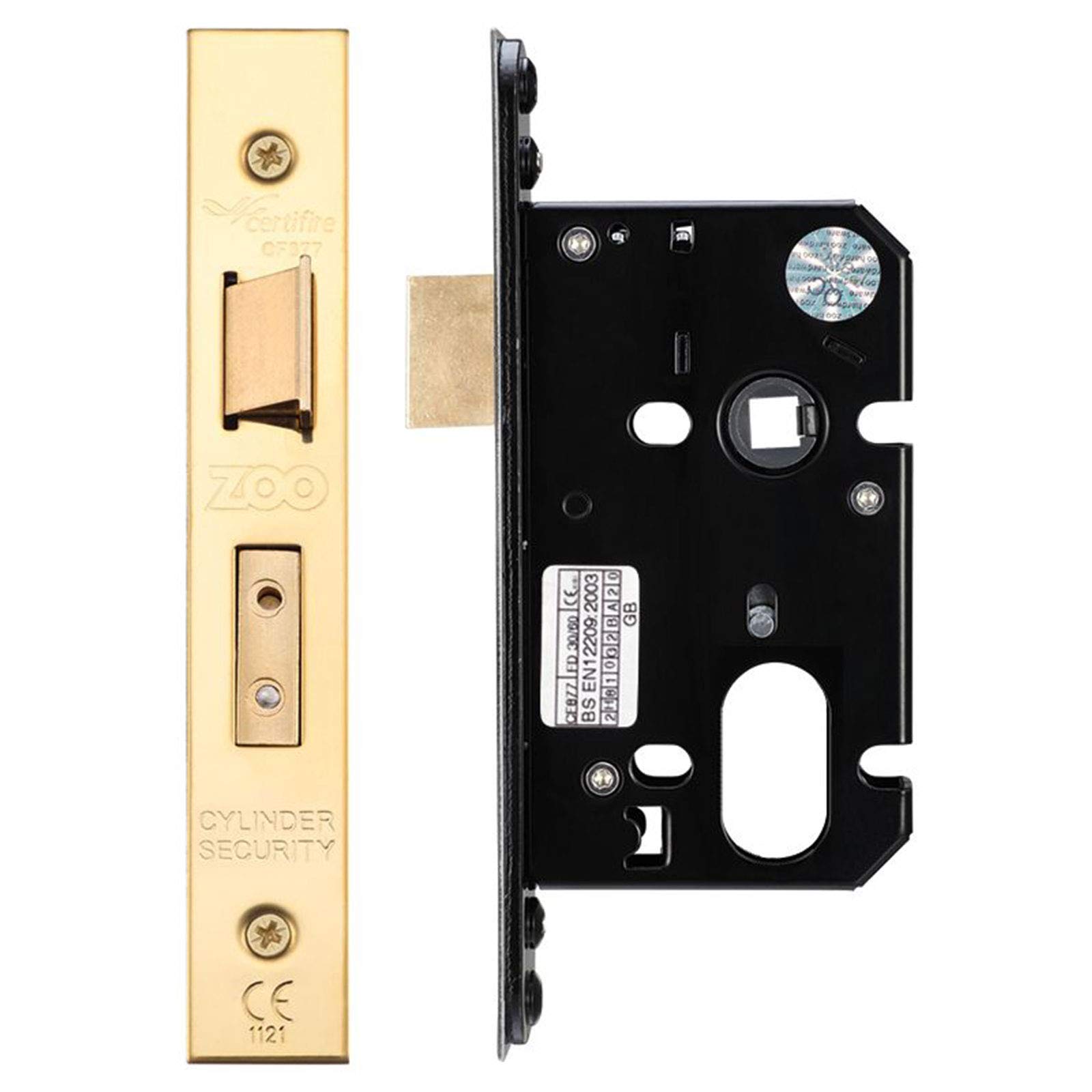 Oval Profile Sash Lock - 64mm - PVD Forend and Strike - Brass Finish
