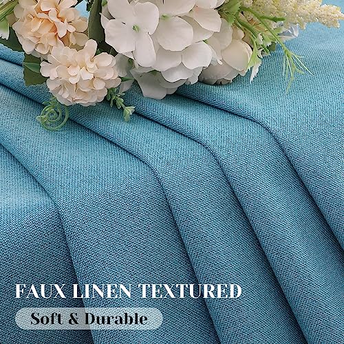 Image of HOMEIDEAS 100% Blackout Bluesapphir Linen Curtains 52W x 96L 2 Panels