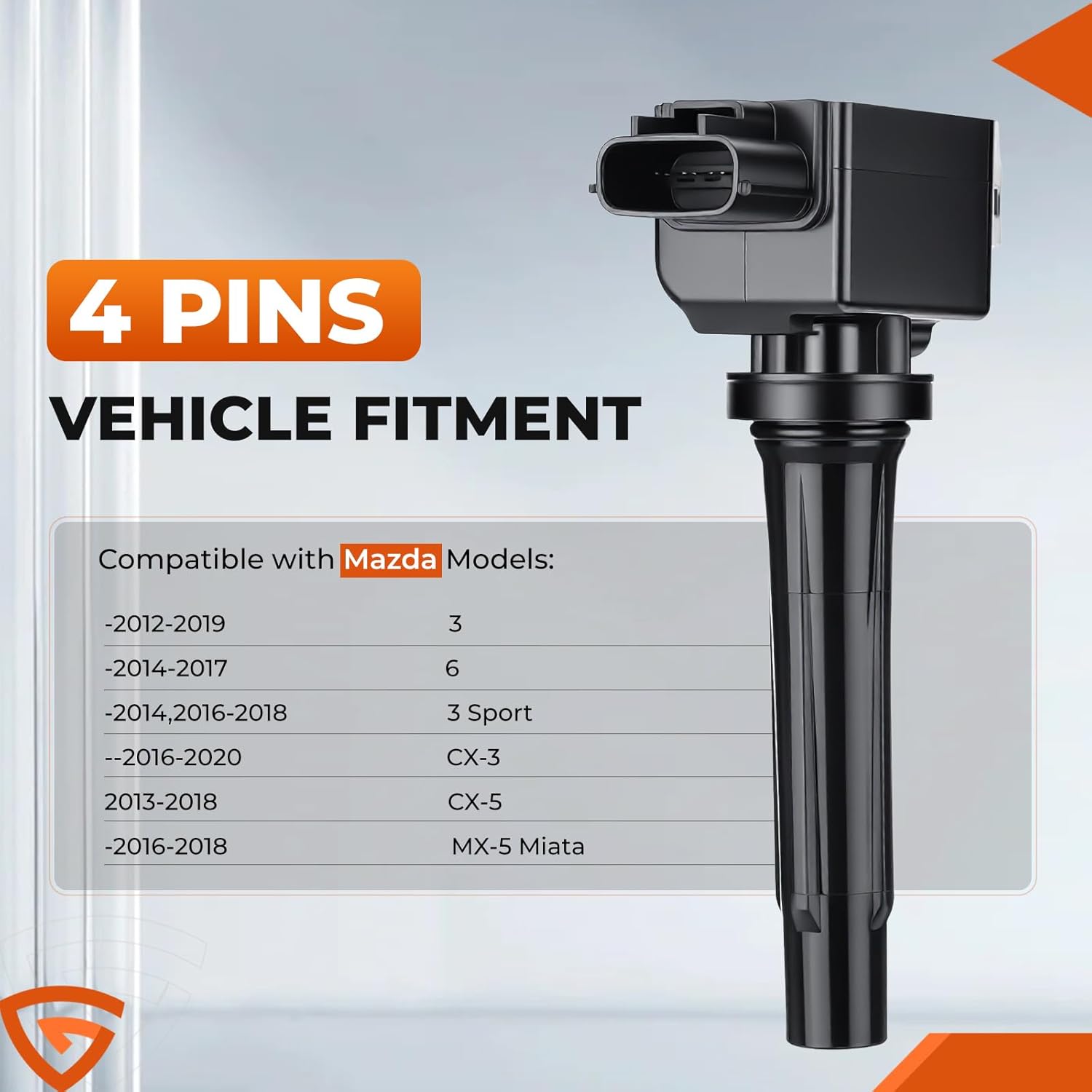 UF656 Ignition Coil & 93501 Double Iridium Spark Plug fit for 12-20 Mazda 3/14-20 6/16-19 CX-3/13-18 CX-5/16-18 MX-5 Miata 2.0L 2.5L L4 Replaces# PE0118100A C1837 5C1894 GN10625 C-857