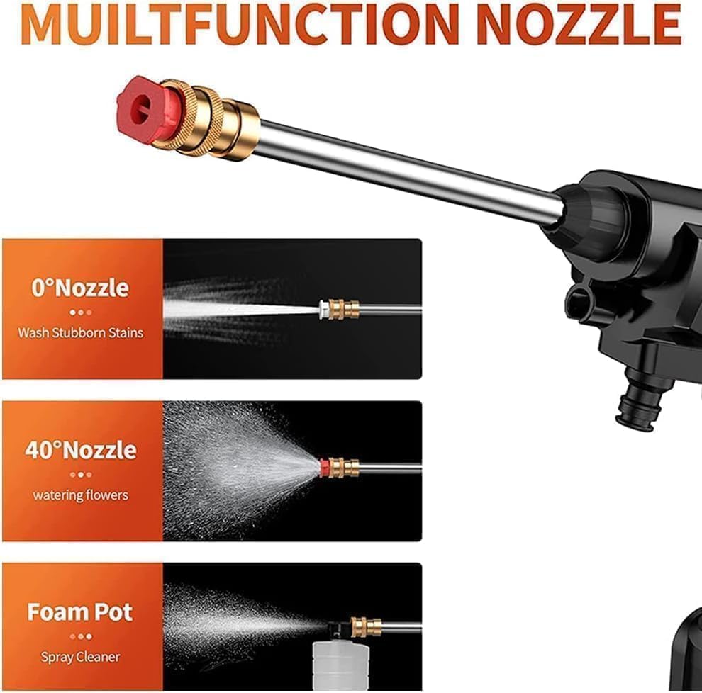 Image of Wireless High Pressure Car Washer & Car Cleaning 48V Rechargeable Electric Pressure Washer Gun Machine Tool for Top Flexible Pressure Washer Hose (Double Battery Gun) (S7)
