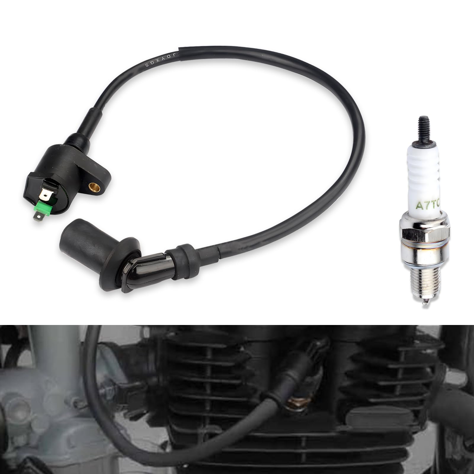 2 PCS Car Ignition Coil Spark Plug, GY6/QMB139 150CC 50CC Elbow High Voltage Package CDI Ignition Coil, Car Modification Accessories, Suitable for Most Cars, Motorcycles, ATVs (Black)