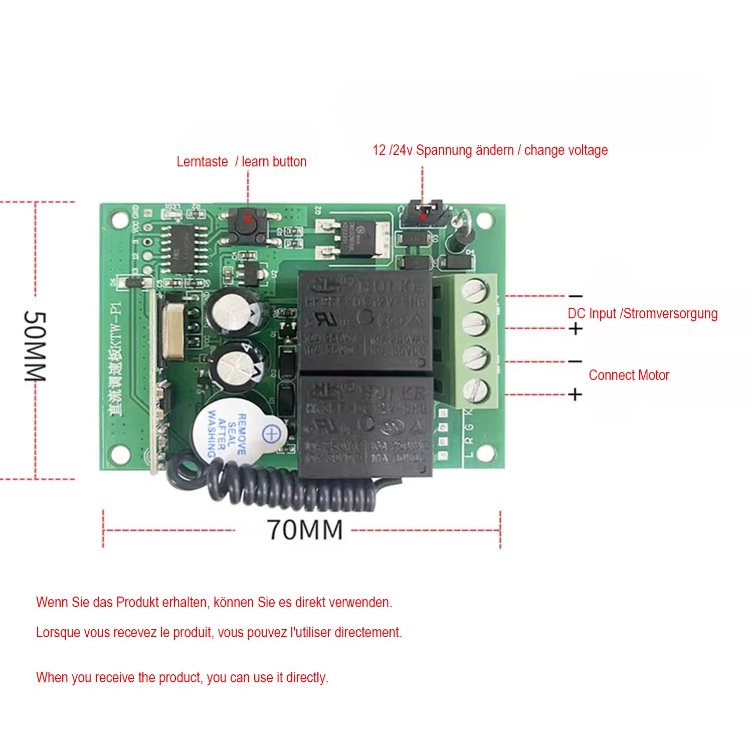 DC 12-30V CC Télécommande sans fil Moteur régulateur de vitesse Émetteur manuel Circuit réversible Interrupteur de vitesse d'augmentation