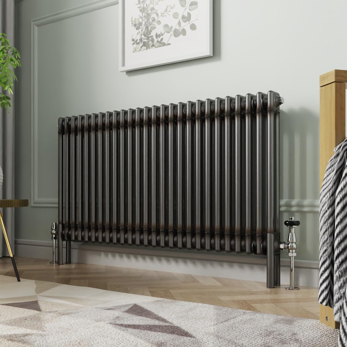 Nrg Traditional Cast Iron Style Radiator Raw Metal Double Column 600X1190mm