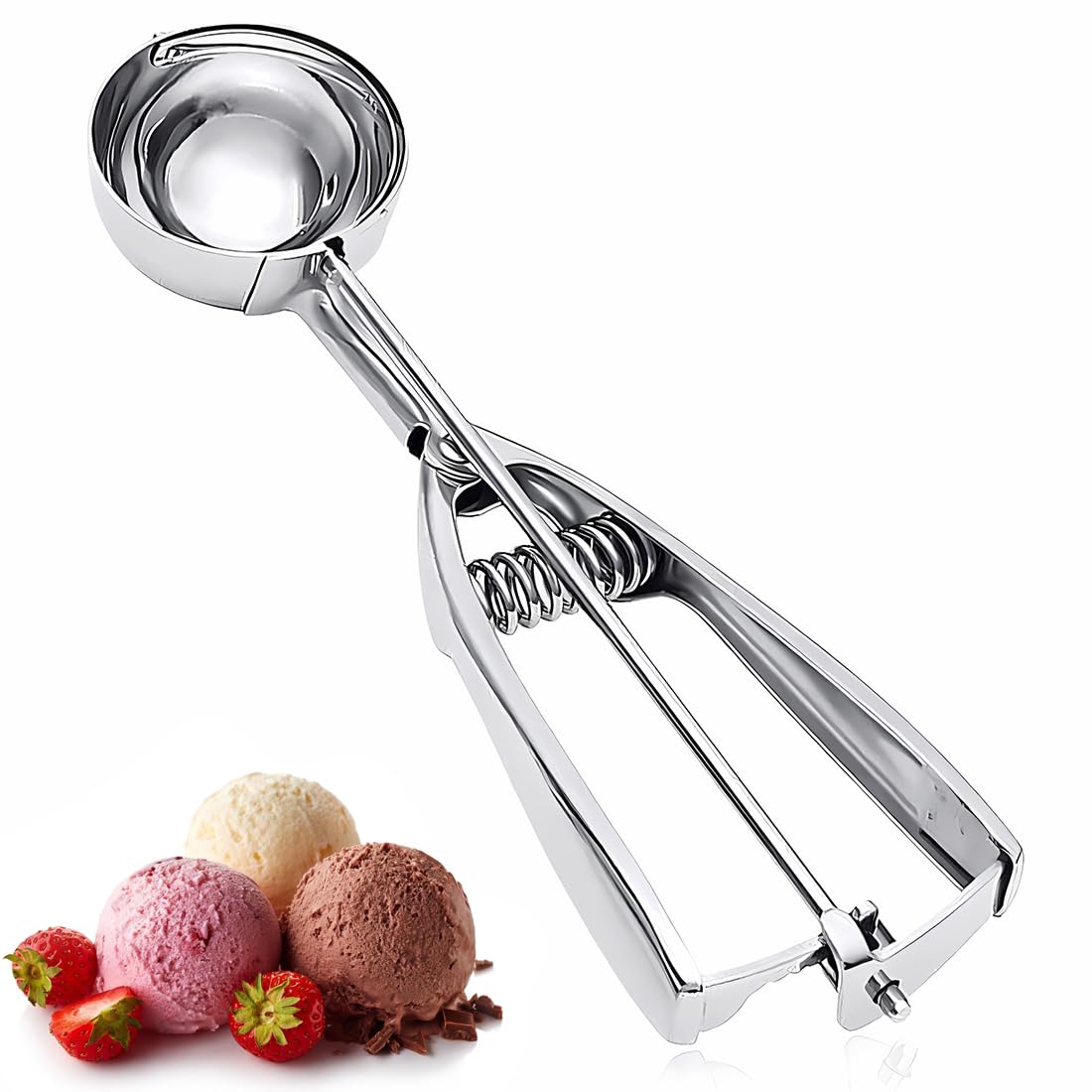 2 Palette Per Gelato In Acciaio Inox - Con Grilletto, Per Porzionare Gelato, Biscotti E Frutta