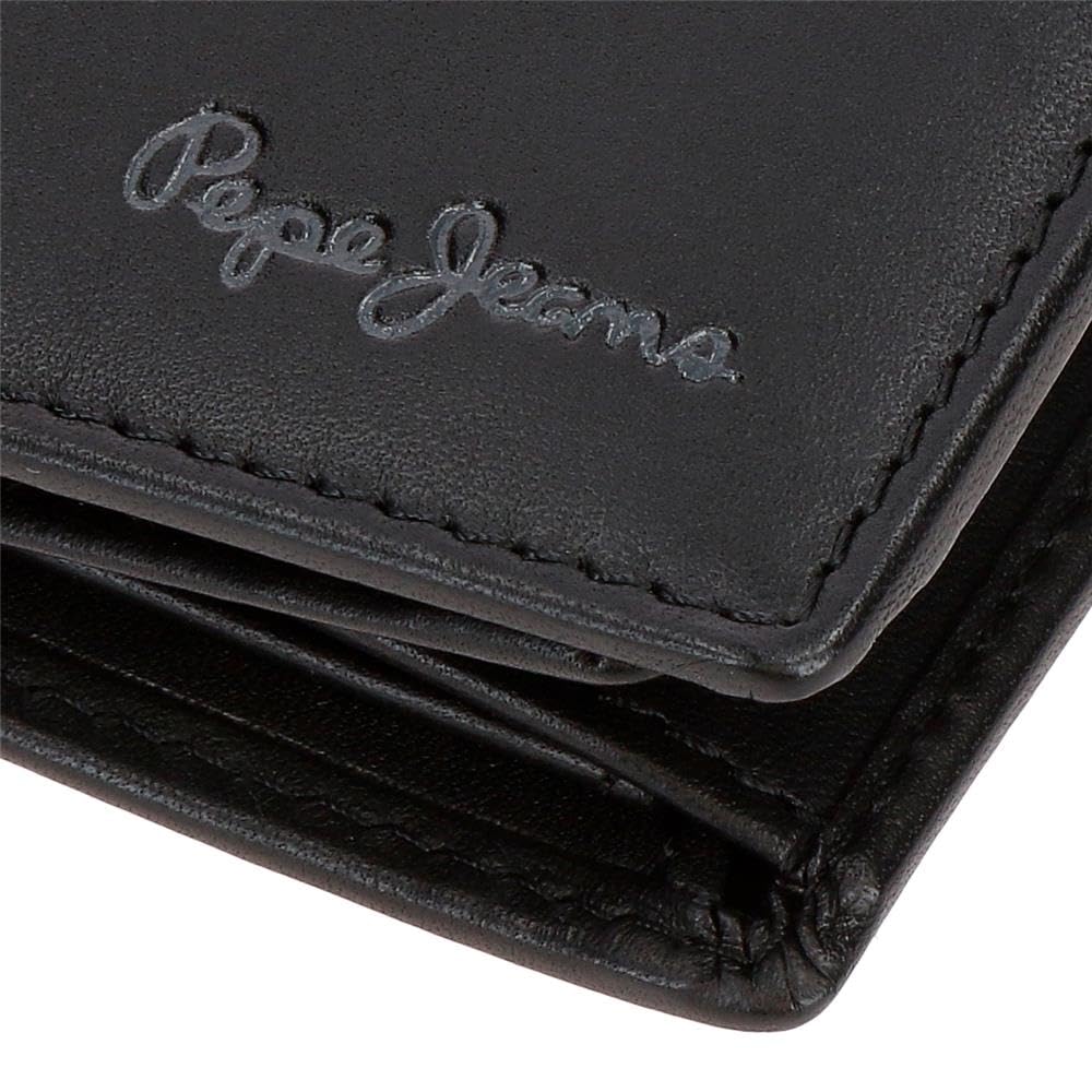 Pepe Jeans Luton Cartera Vertical Negro 8,5x10,5x1 cms Piel by Joumma Bags