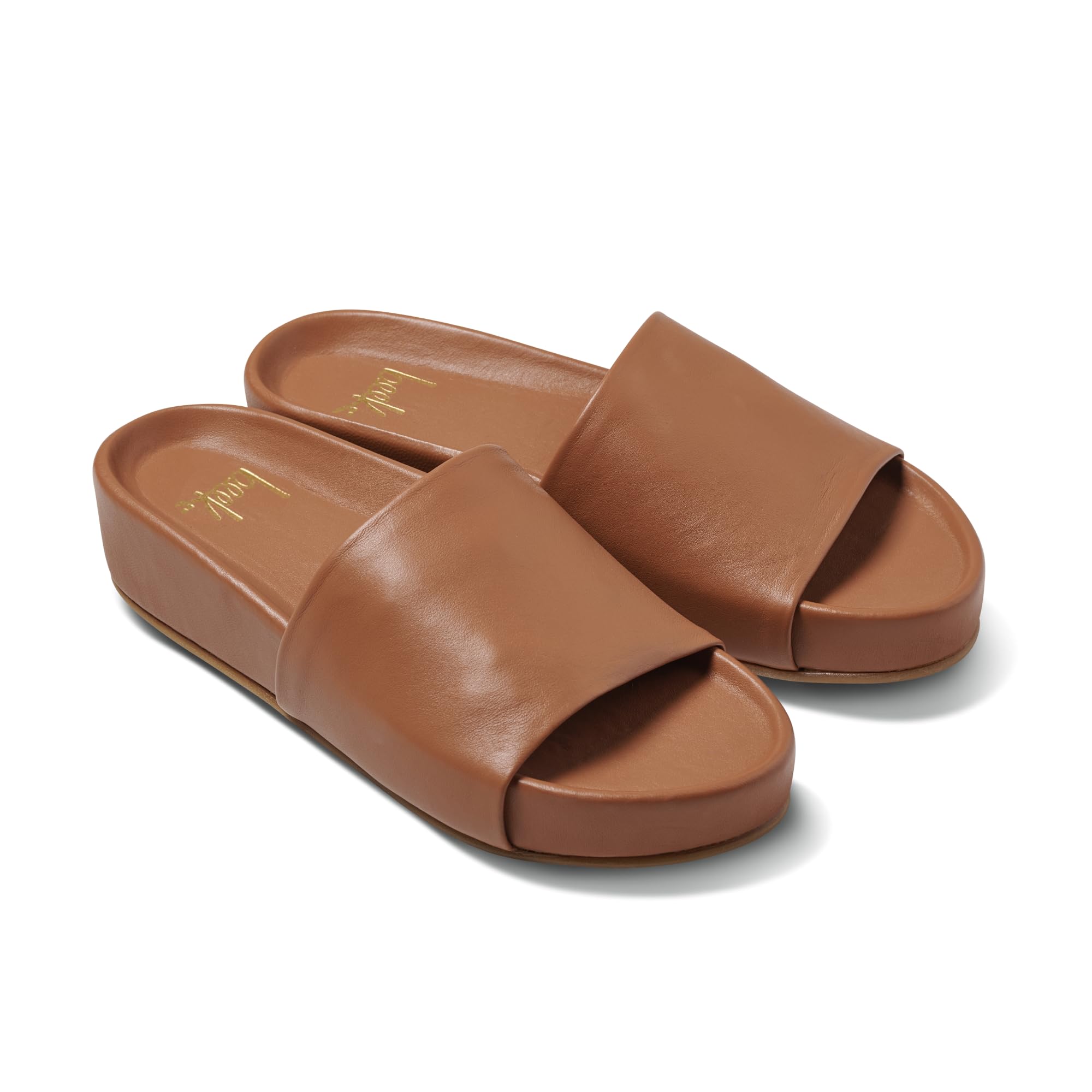 BEEK Pelican Leather Platform Sandal for Women, Slip-On Design, Features Molded Arch & Leather-Wrapped Memory Foam Footbed