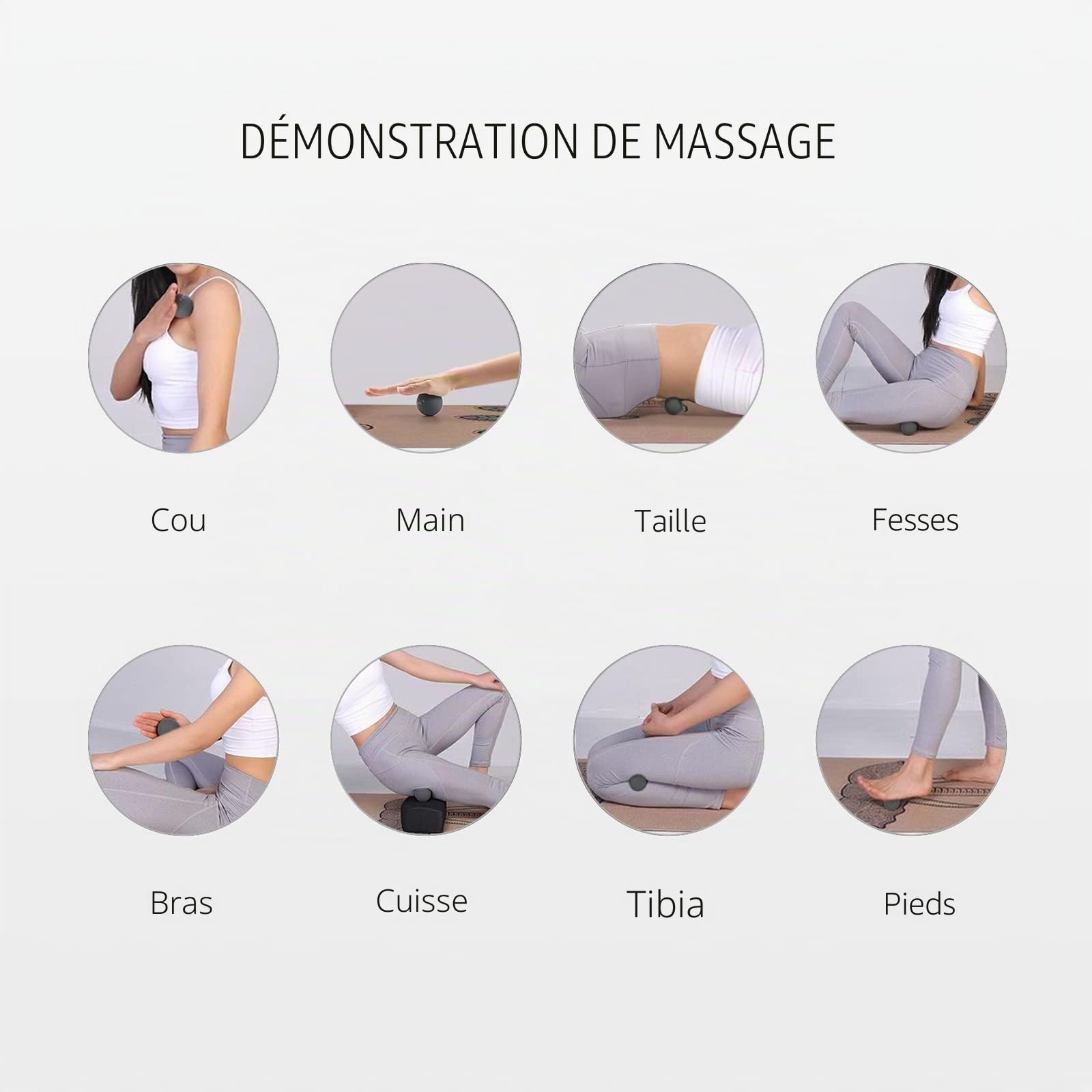 Balle de Massage Vibrante,Rouleau de Massage– 5 Modes Haute Intensité pour Pronfond Des Tissus massage Dos Pieds,Thérapie Triggerpoint Soulagement de la Douleur Musculaire (grey)