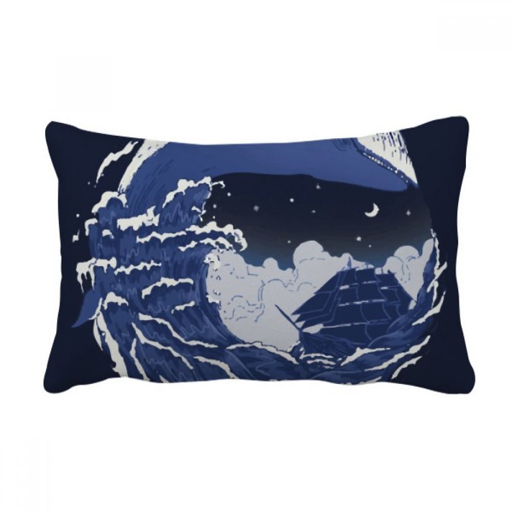Coussin oreiller lombaire de vagues bleu océan 16x24 pour décor de canapé salon