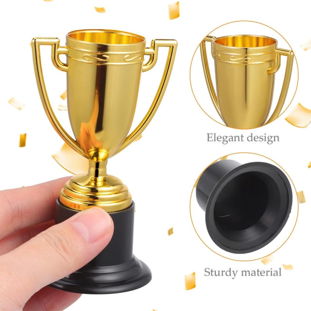 Mini Trophées Dorés,6 Petits Trophées en Plastique pour Anniversaires d'Enfants Tournois Sportifs Récompenses Scolaires Cadeaux de Fête et Evénements de Bureau Décorations et récompenses polyvalentes