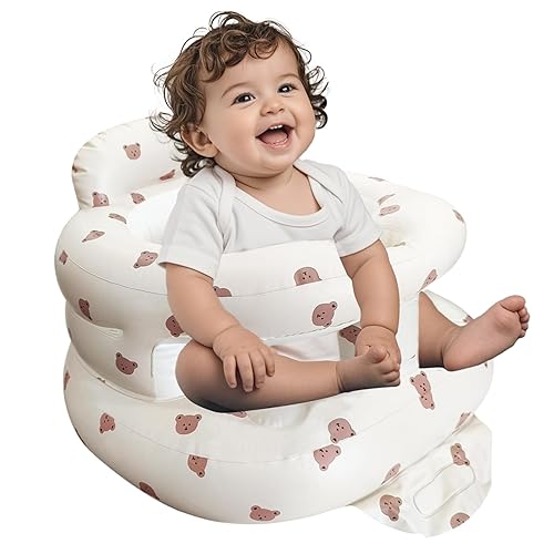 Asiento de bebé inflable para bebés de 3 a 36 meses, silla de bebé con valla y bomba de aire integrada, asiento de bebé inflable con soporte para