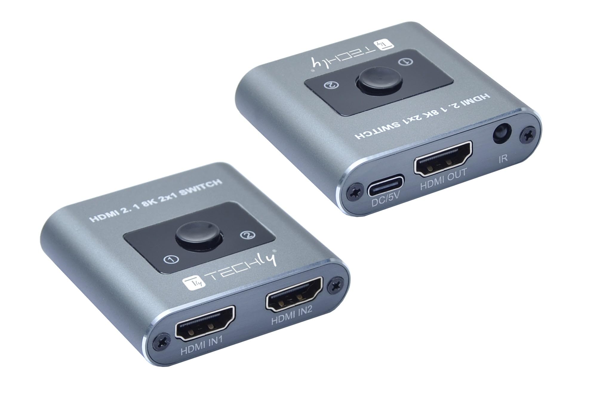 TECHLY 365504 Switch 2x1 HDMI 2.1 8K Szary