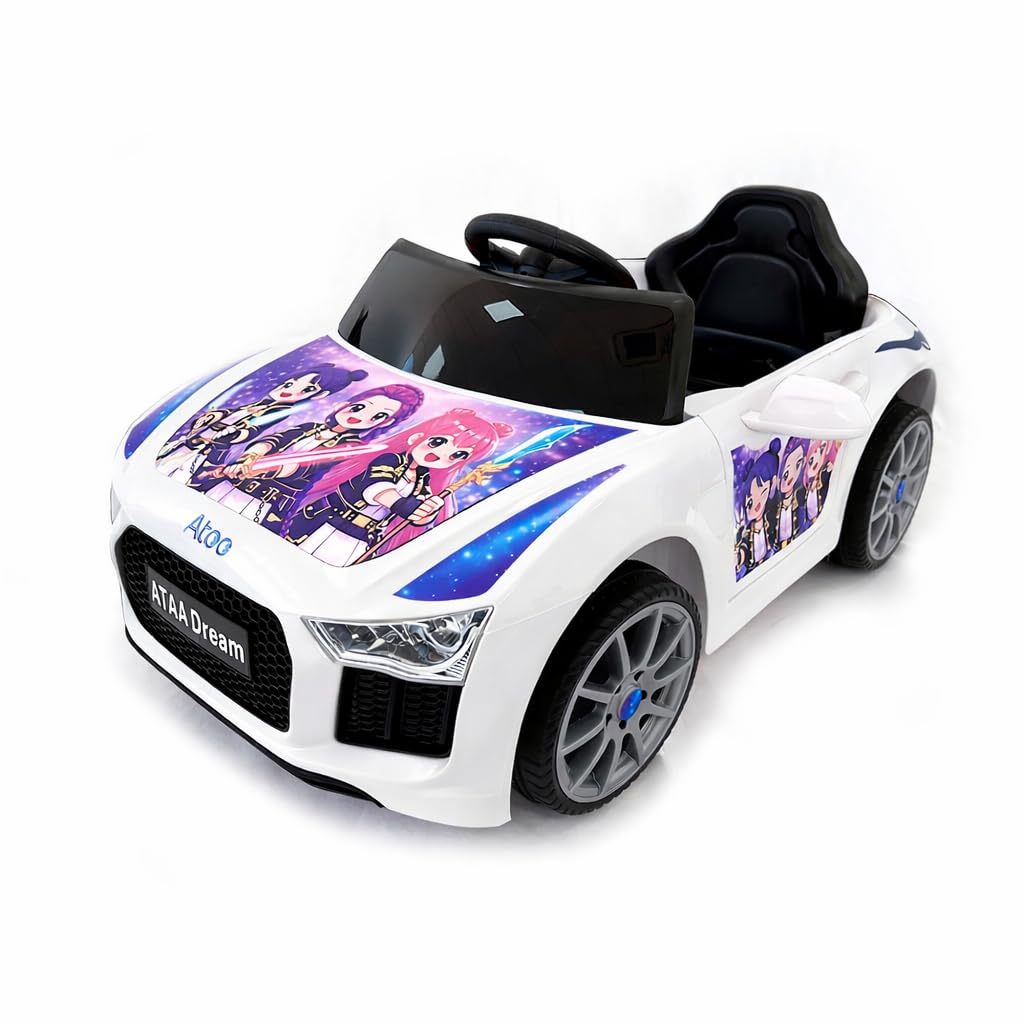 Coche eléctrico Infantil ATAA K-Pop 6V con Mando Parental, Luces y música, Coche niños con Control Remoto y cinturón, 3-4 años - Blanco