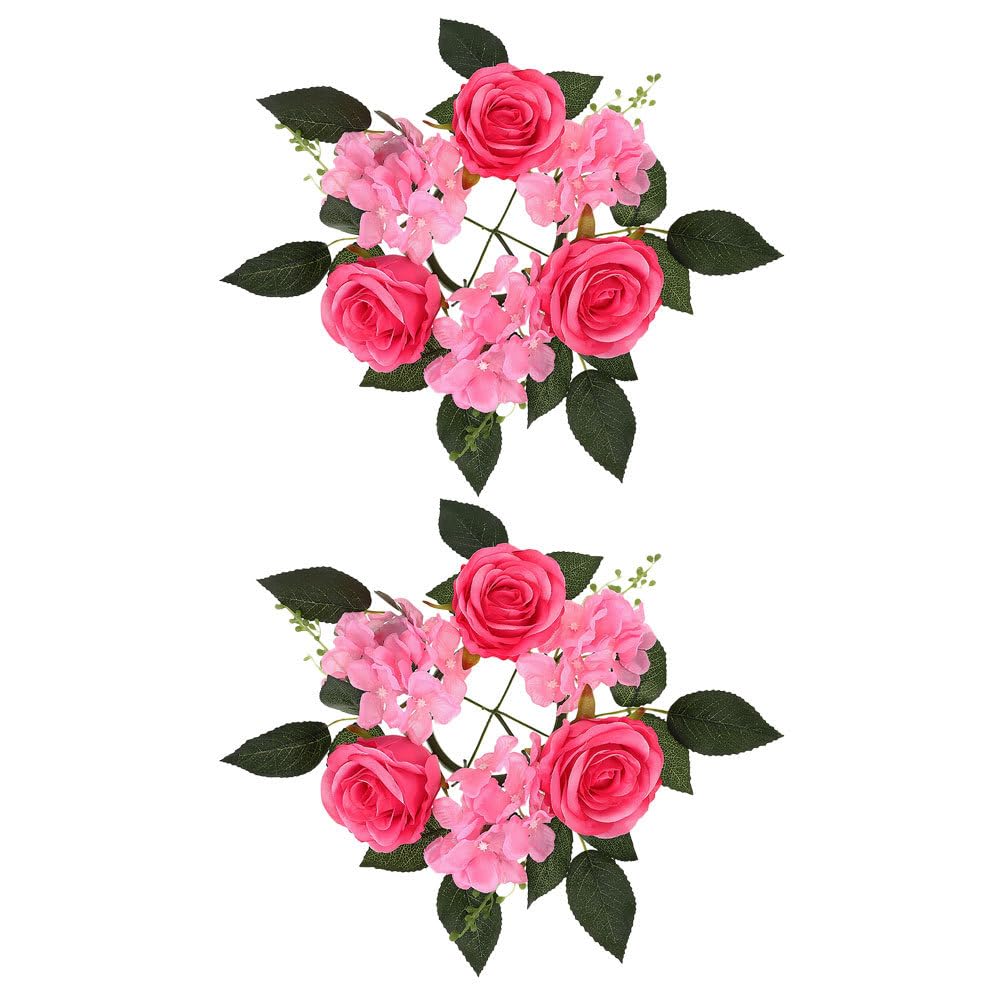 ABOOFAN 2pcs Artificial Candlestick Garland Tapers Candles Home Decoration Napkin Rings Holder Christmas Decor Floral Candle Flower Embellishments Vase Ring Silk Flower Household Bracket