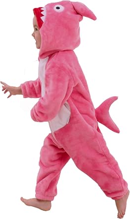 LOLANTA Boys Girls Dinosaur Shark Costume Flannel Jumpsuits Soft Animal One Piece for Kids Holiday Birthday