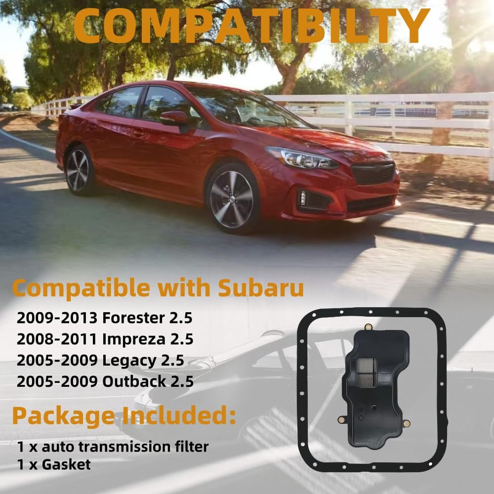 Transmission Filter with Gaskest Kit Compatible with Subaru Outback 2005-2008, Forester 2009-2012, Legacy 2005-2009, Impreza 2008-2011 31728AA130 31728AA091