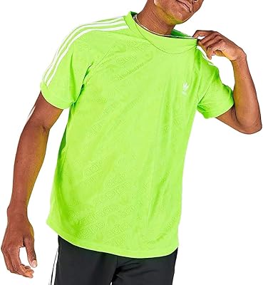 adidas Originals Trefoil Allover Print Mens Active Shirts & Tees Size M, Color: Signal Green-Green