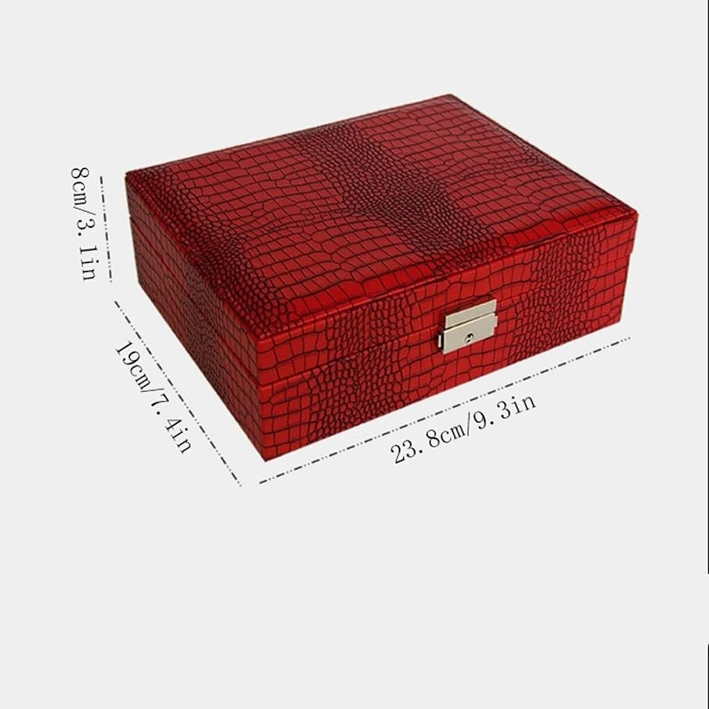 Joyero de Lujo con Cerradura, Caja de Almacenamiento para Relojes, Anillos, Gemelos, Pulseras, Organizador de Joyas de Estilo Europeo de Doble Capa, Duradero (Multicolor)