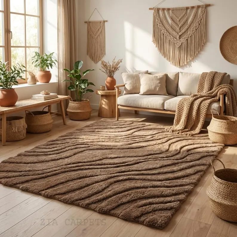 Image of zia carpets Hand Tufted Woollen Modern Collection Bedroom & Living Room Carpet Size 5 X 7 Feet