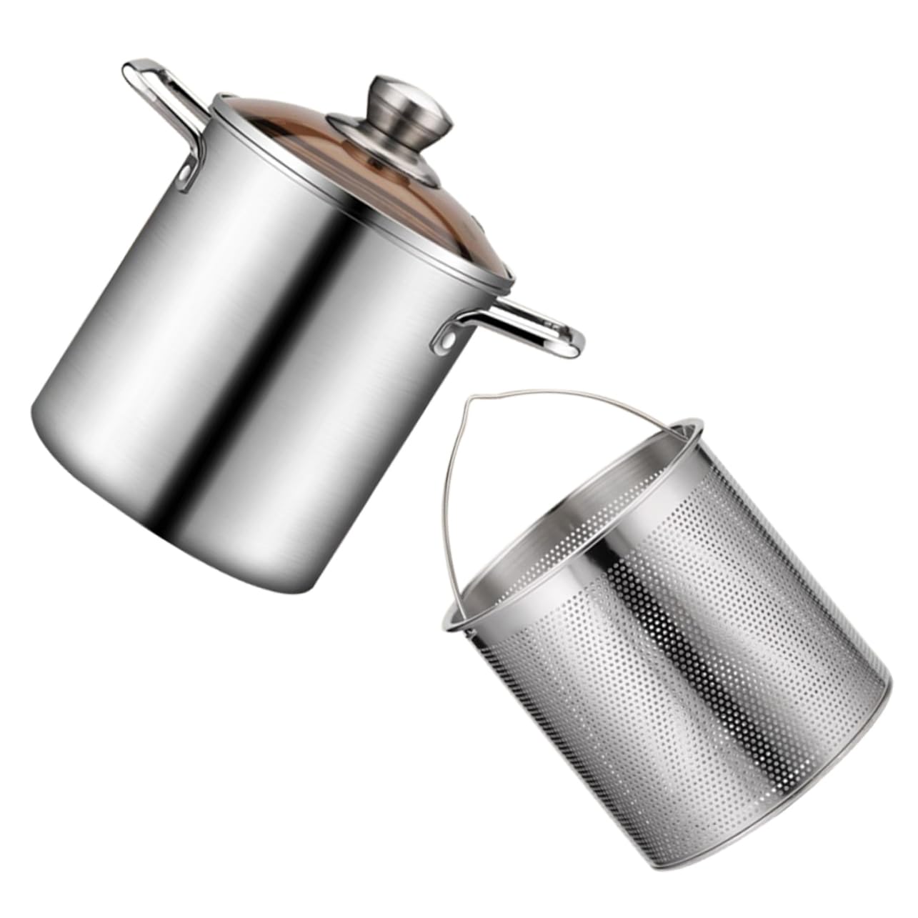 BESPORTBLE Stainless Steel Fryer Set Mini Deep Fryer Fry Basket Pot Easy Handling Non-stick