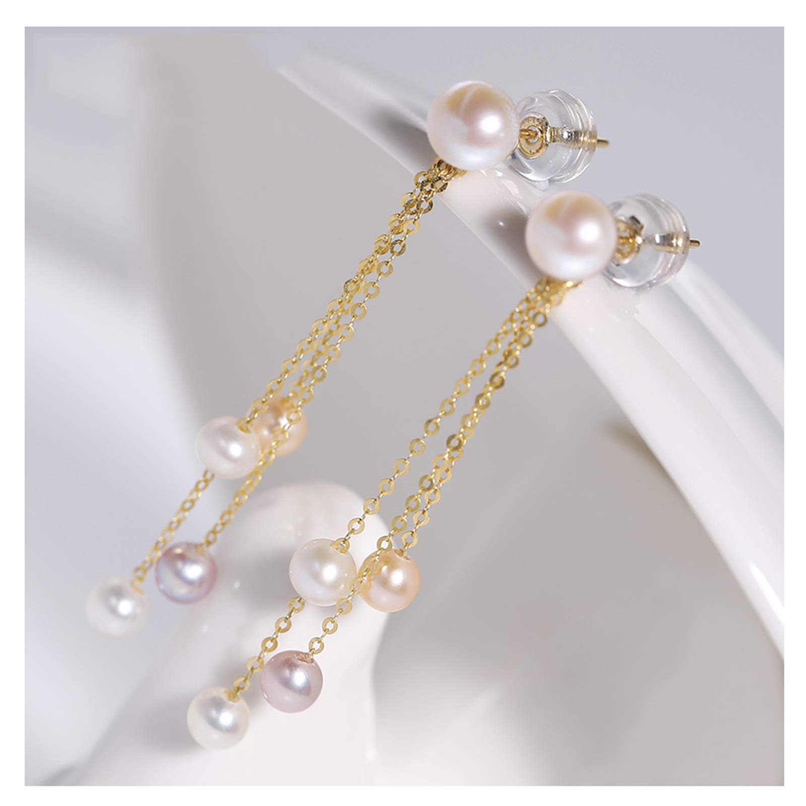 Modische Ohrringe für Damen, leuchtende Süßwasserperlen, modische Ohrringe für Damen, 18 Karat Gold, Quaste, Ohrstecker, Geschenk, Quaste, Ohrstecker, Schmuck (C, 1 Paar)