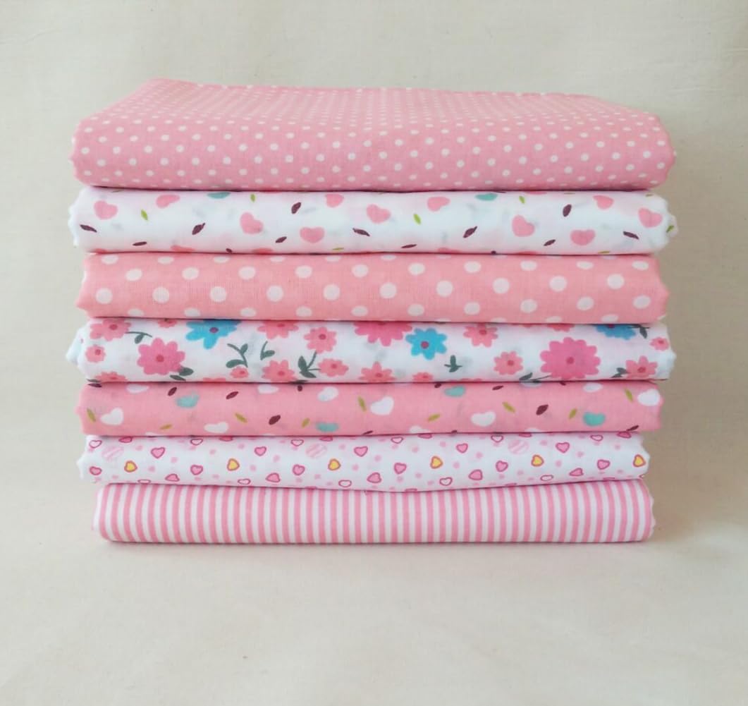 Różowa seria tkanina bawełniana do pikowania, 7 sztuk, patchwork, zestaw materiałów, materiały do szycia ze 100% bawełny, patchwork, do pikowania, majsterkowania, rzemiosła, bawełny, 100 x 160