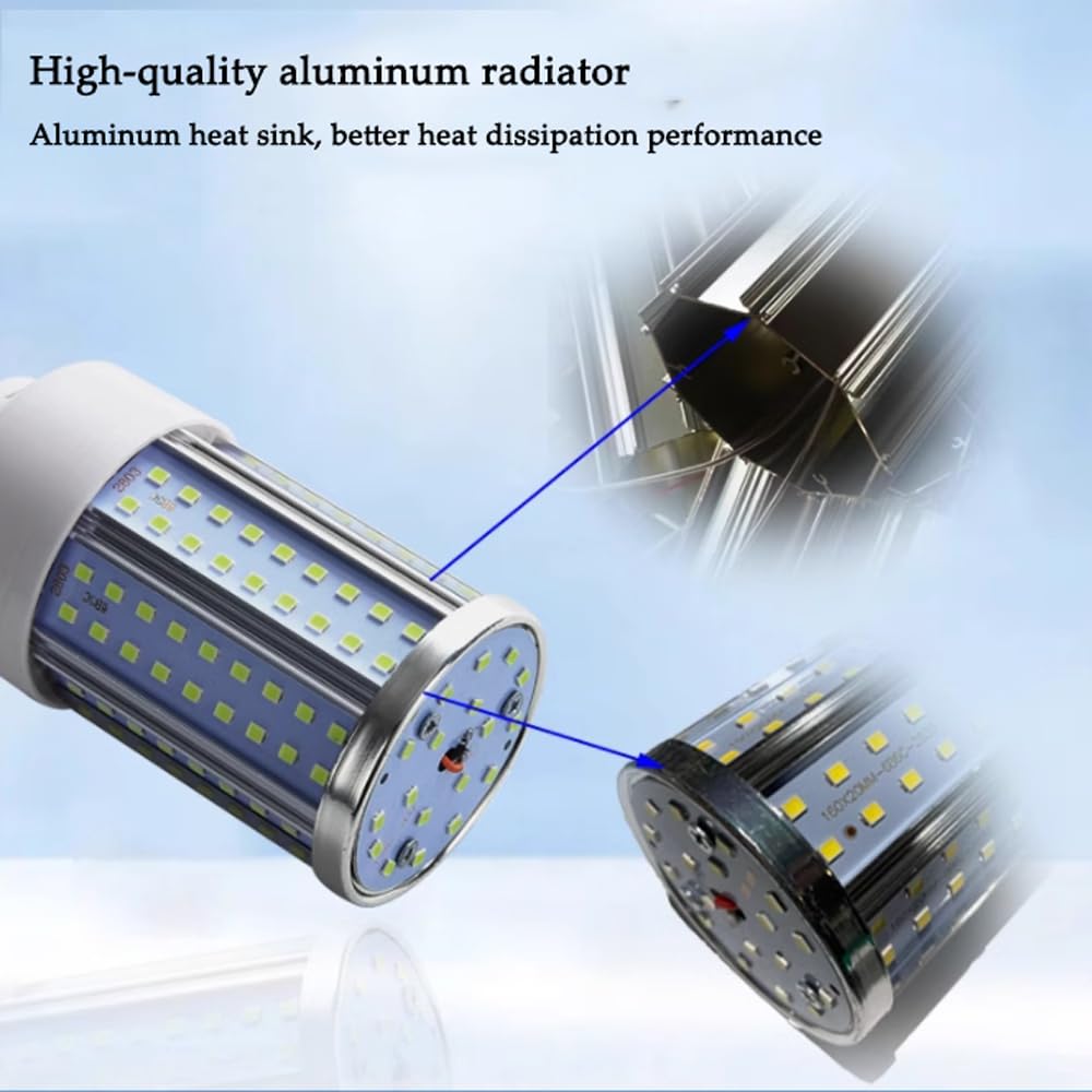 Paquete de 2/10 Bombillas Led de Maíz E27 de Aluminio, Natural, 4000 K, 4000 Lm, Bombilla de Rosca E27 de 40 W Equivalente a Bombillas Incandescentes de 80 W, No Regulable, sin Parpadeo/Whit
