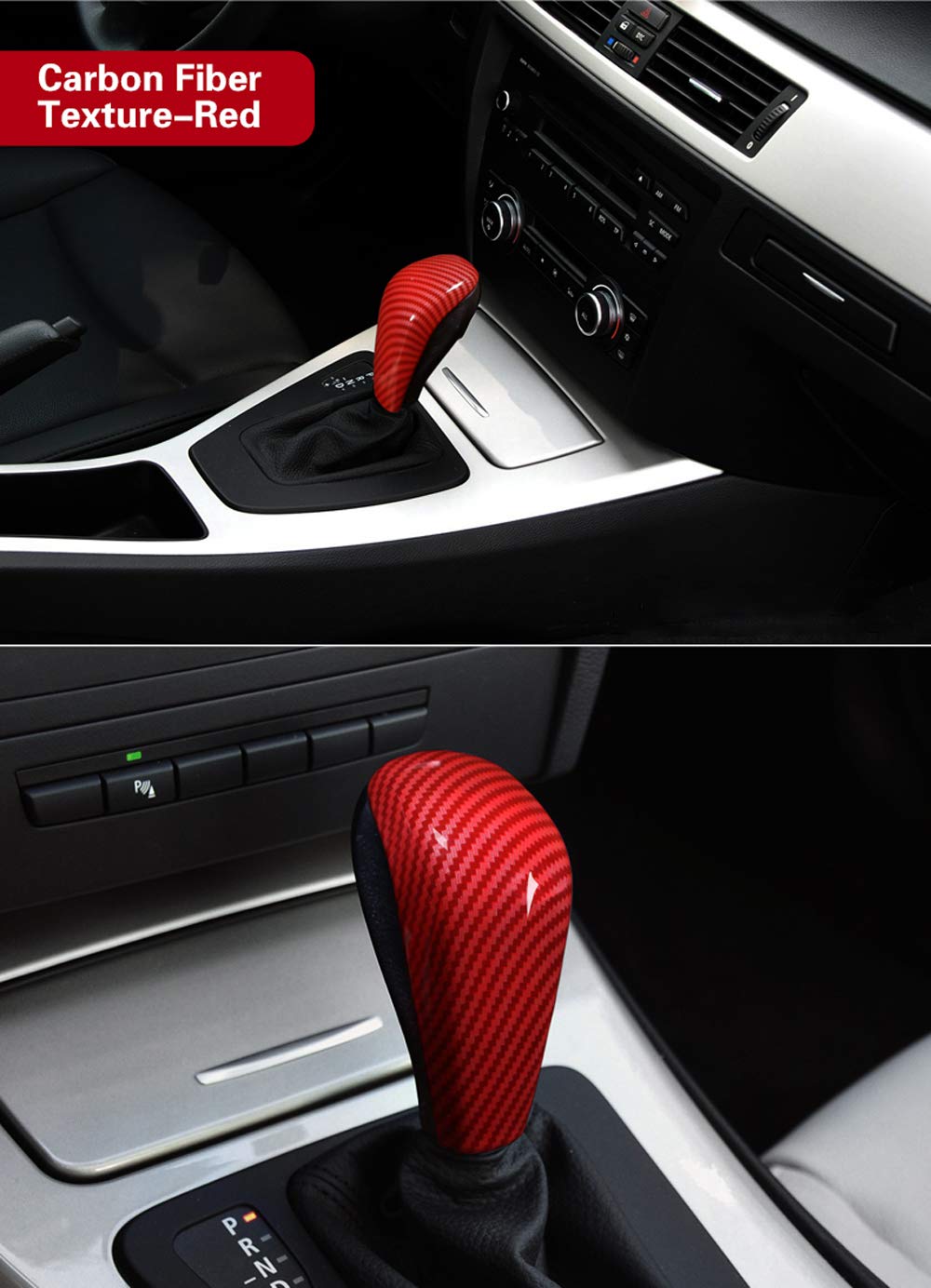 GZXinWei Red Auto Accessories ABS Gear Shift Cover Decoration Sticker