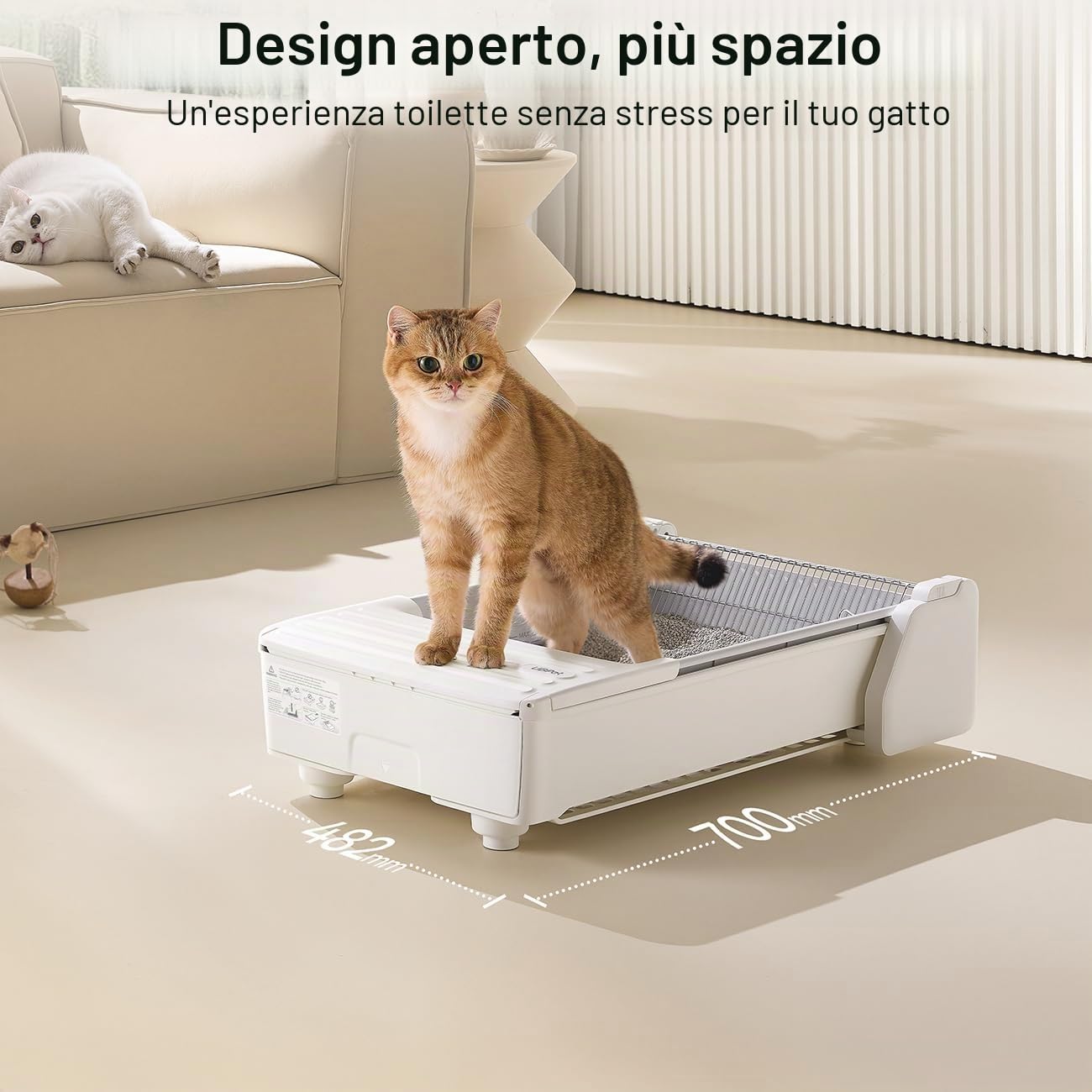 UBPET C31 Lettiera Autopulente per Gatti, Lettiera Aperta Autopulente con Controllo App, Deodorizzatore, Sistema a Doppio Rastrello, Grande Capacità, per Più Gatti