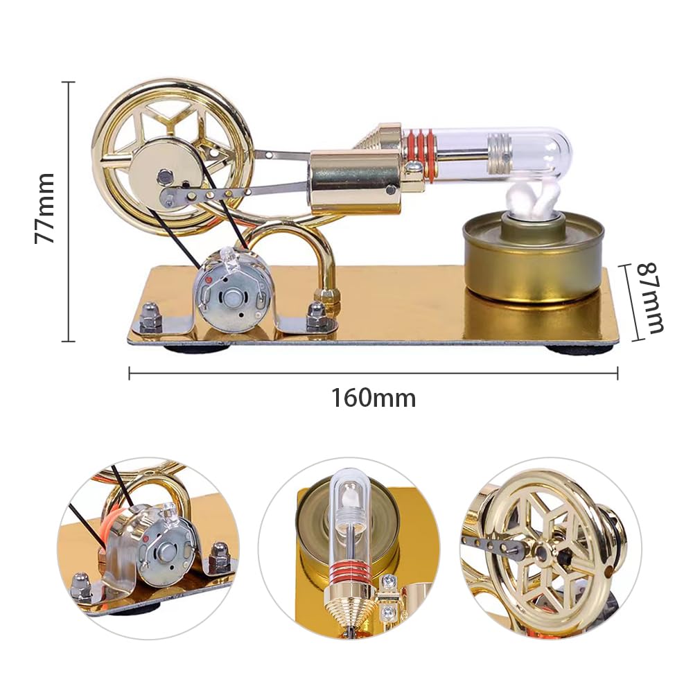 Bisofice K211 Modello di Motore Stirling Bassa Temperatura, Modello di Calore del Vapore, per Presentazione di Classe, per insegnanti, adulti e bambini, argento