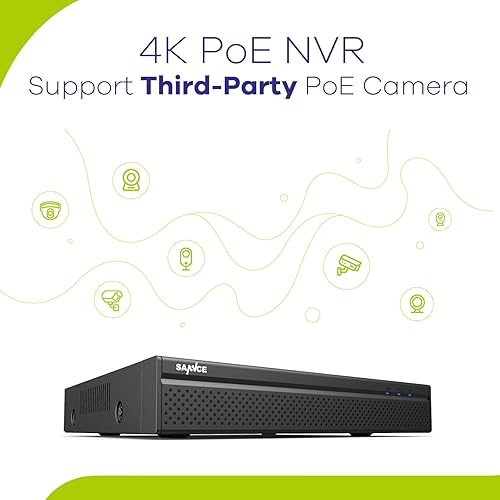 Miniatura 5 de SANNCE PoE NVR 4K 8 canales, 8MP CCTV sistema de cámara de seguridad grabadora de vídeo de red soporta 8MP 5MP 3MP 1080P HD PoE vigilancia cámara