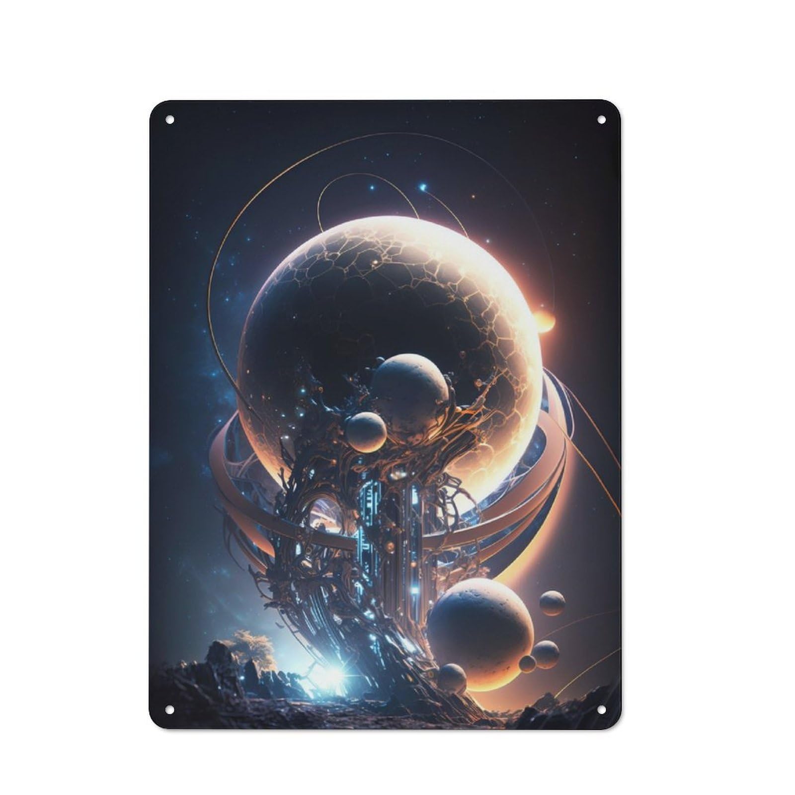 Junmoney Cosmic Frontier Vintage Metal Plaque 40X30cm For Man Cave Or Games Room, For An Autumn Update To Man Cave And Games Room