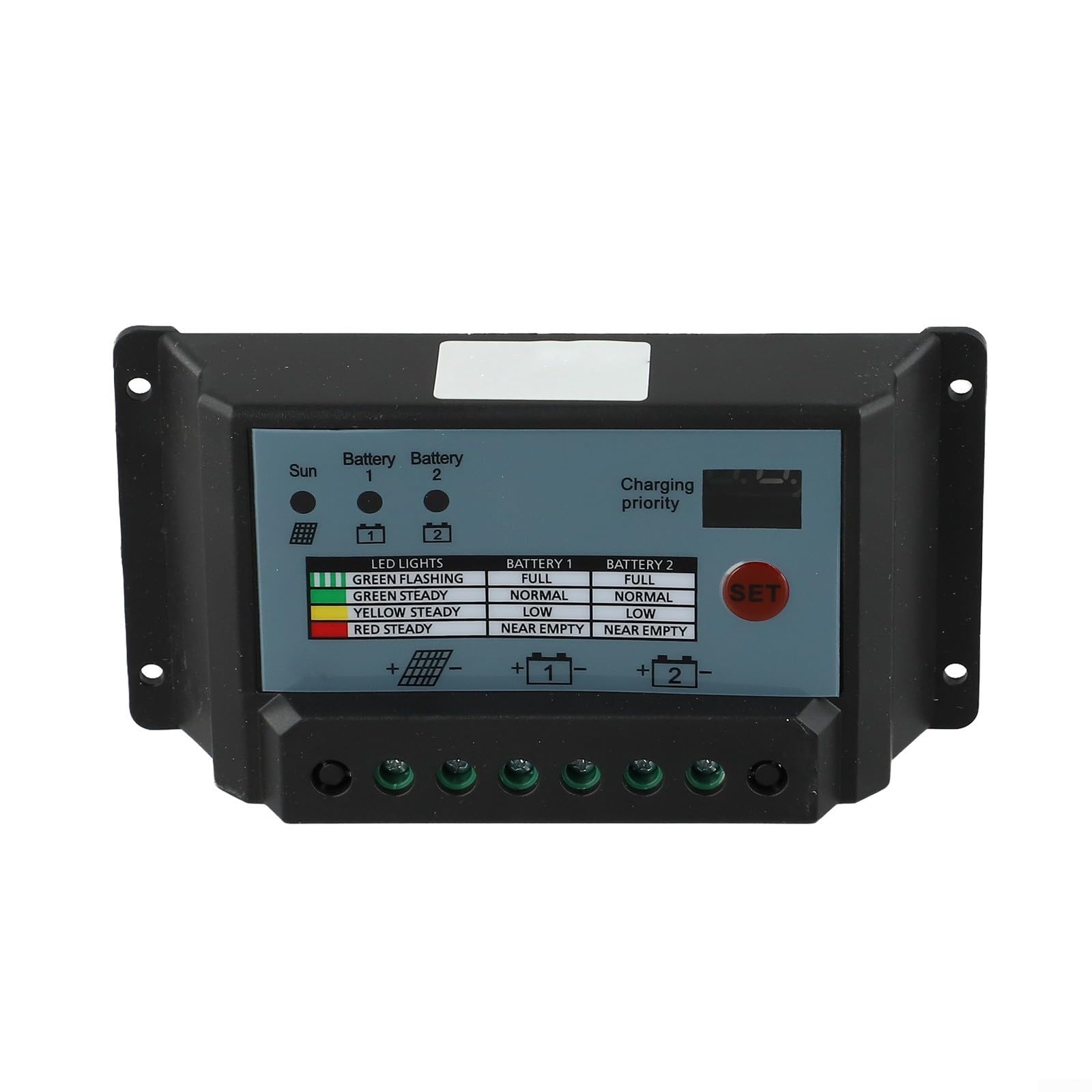 Dual-Batterieladeregler, 10 A, 20 A, 30 A, für 12 V/24 V, ABS-Material mit Display für optimales Sonnensystem-Management (20 A)