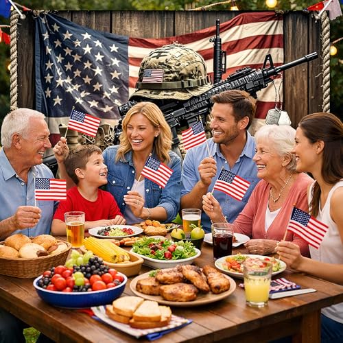 Image of BlissYard Independence Day Banner 71 x 43 Inch Patriotic Soldier Backdrop Outdoor Decorations 4th of July America Independence Day Themed Veterans Day Memorial Day Backgroup Banner Party Supplies