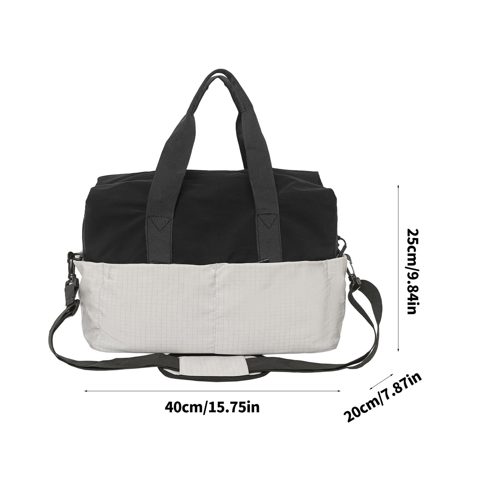 Borsa da viaggio leggera, spaziosa borsa a tracolla in tessuto Oxford, grande borsa sportiva con più scomparti, borsa sportiva da viaggio con tasche, cachi