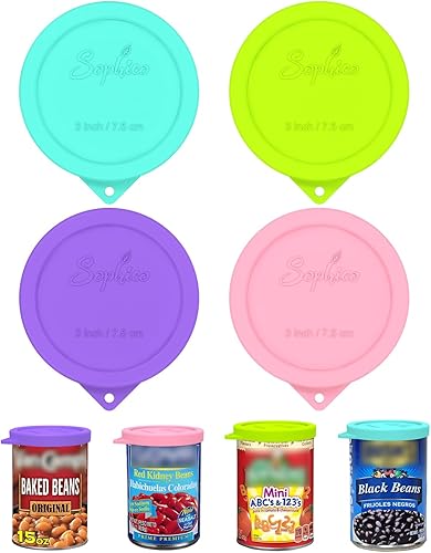 4 tapas de silicona para latas de 3 pulgadas para Goya  Van Camp  Chef Boyardee  Bush 's Best  Farmer's Market Can, cubierta de sellado hermético