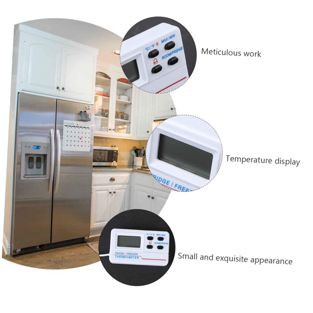 3pezzi Termometro Digitale Professionale Per Frigorifero e Congelatore Allarme Alta e Bassa Temperatura Design Compatto Per Uso Domestico Bianco